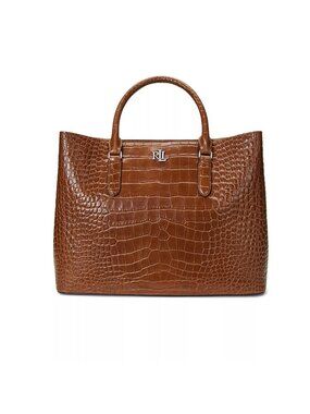 NWT Ralph Lauren Croc Embossed Leather Large Marcy Satchel Tabacco: Pure Luxury
